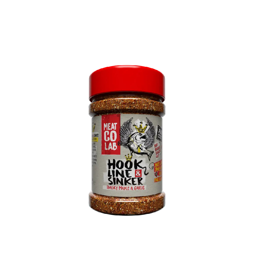 🐟🍁 Angus & Oink Hook Line & Sinker – Ahorn trifft Rauch: Der BBQ Rub für Lachs, Chicken & Pork | 210 g