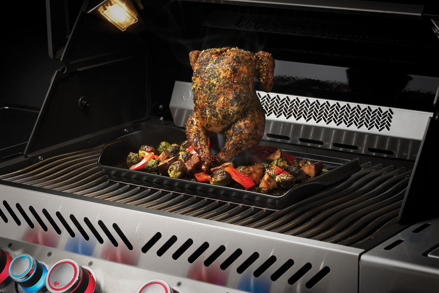 Keramische Grillplatte (43x25 cm) mit Geflügelaufsatz
