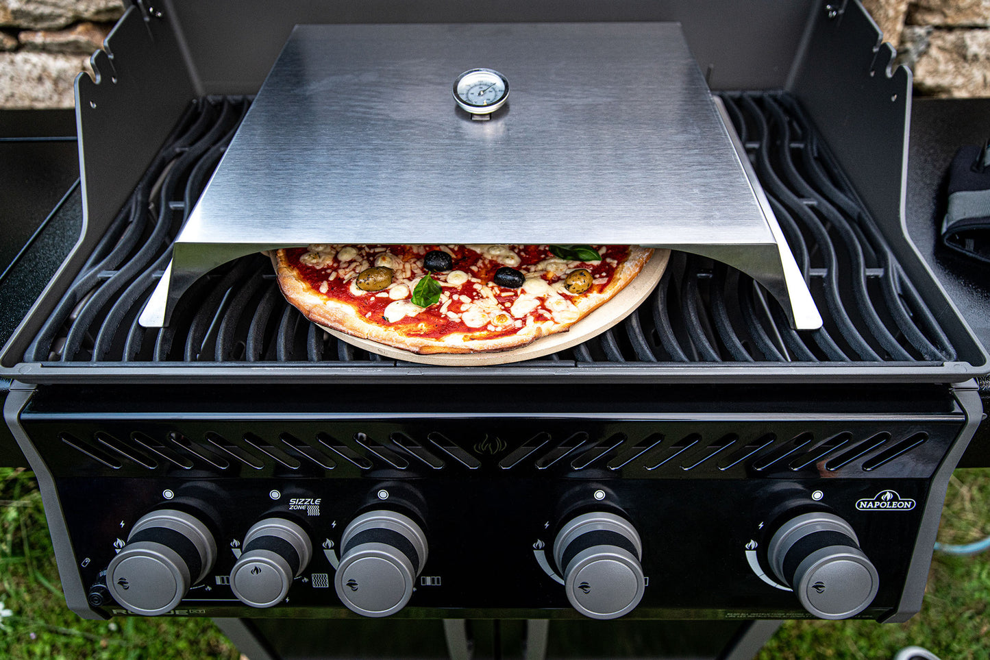 Pizzaaufsatz/Ofen aus Edelstahl für Gasgrills