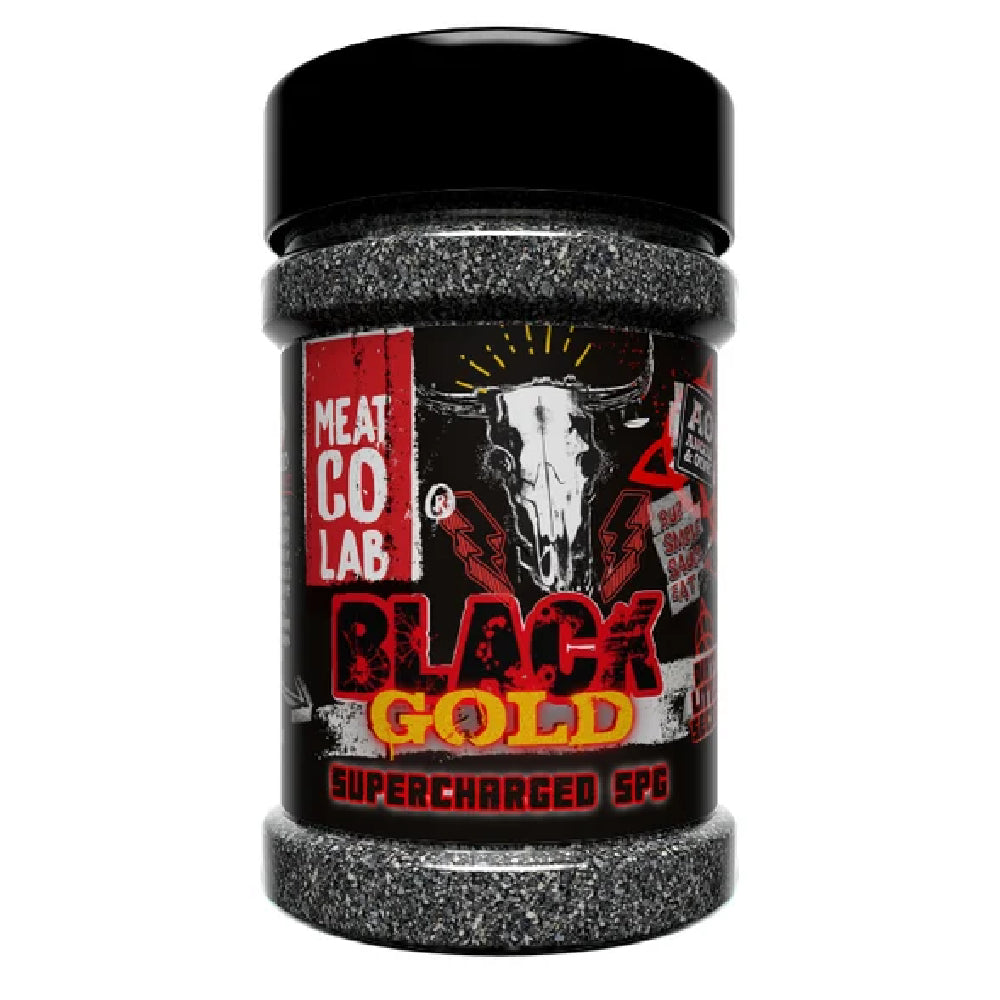 ⚫🔥 Angus & Oink Black Gold – Supercharged SPG für Rindfleisch | 215 g Streuer  👉 Ultra-Kruste. Maximales Umami. Tiefschwarzer BBQ-Flavor.
