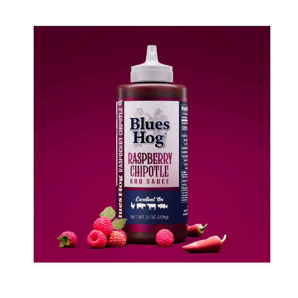 🍓🌶️ Blues Hog Raspberry Chipotle BBQ Sauce – Fruchtige Süße trifft rauchige Schärfe Quetschflasche 709 g