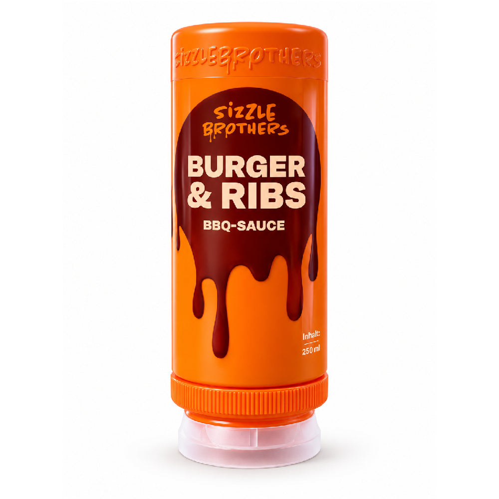 🔥 SizzleBrothers Burger & Ribs BBQ-Sauce 250 ml – rauchig-süßer Grillgenuss  DEIN BBQ VERDIENT DIE PASSENDE SAUCE!